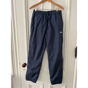 NWOT Stussy navy blue and black plaid nylon track pants S